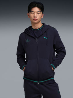 Puma - Navy Blue Wardrobe Essentials Hooded Full-Zip Men's Jacket
