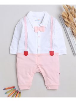 Bumzee - Pink & White Girls Full Sleeves Fashion Trendy Sleepsuit