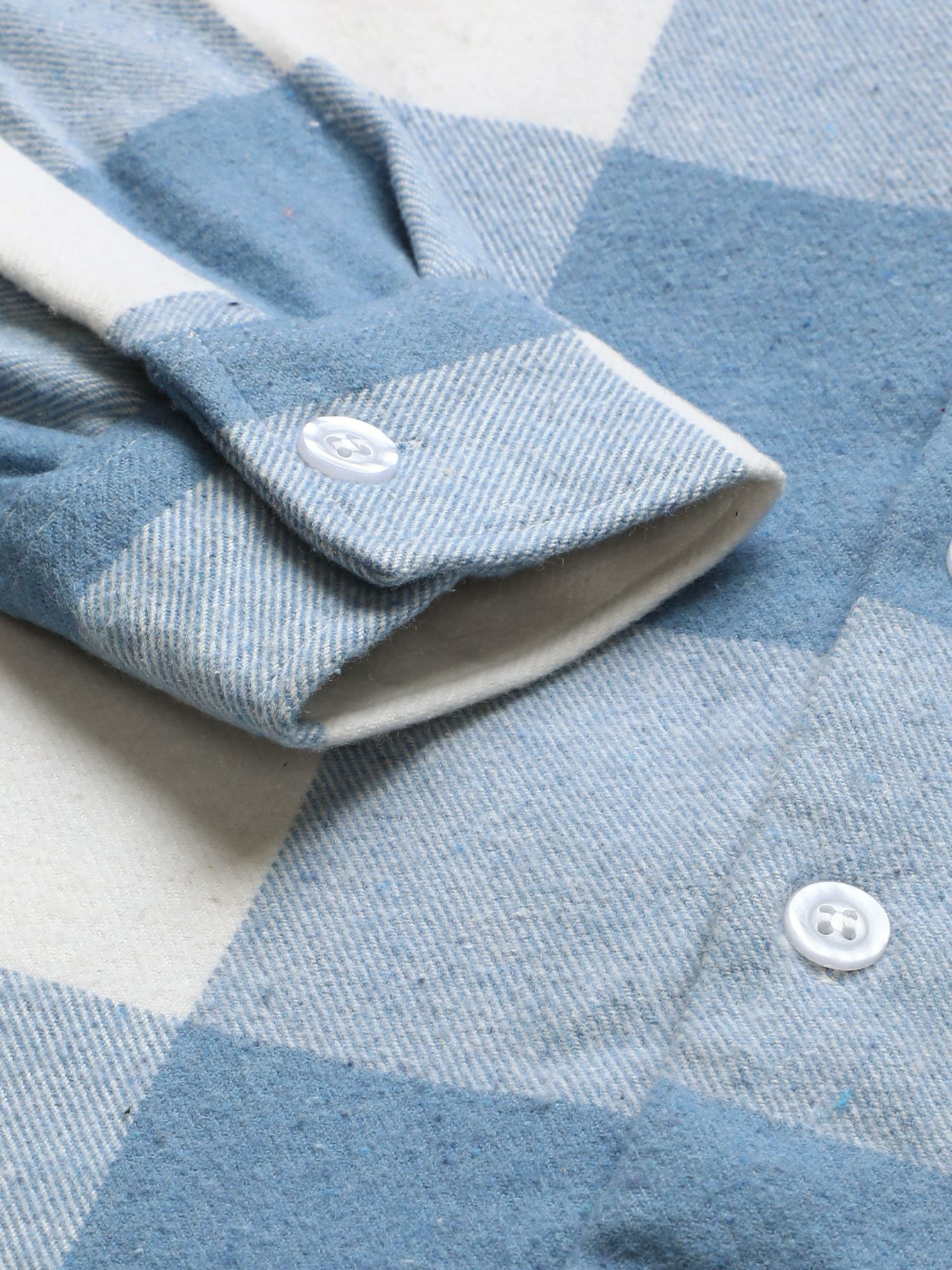 Buy JAVINISHKA Vegan Sky Blue & White Checks Heavy Flannel Baggy