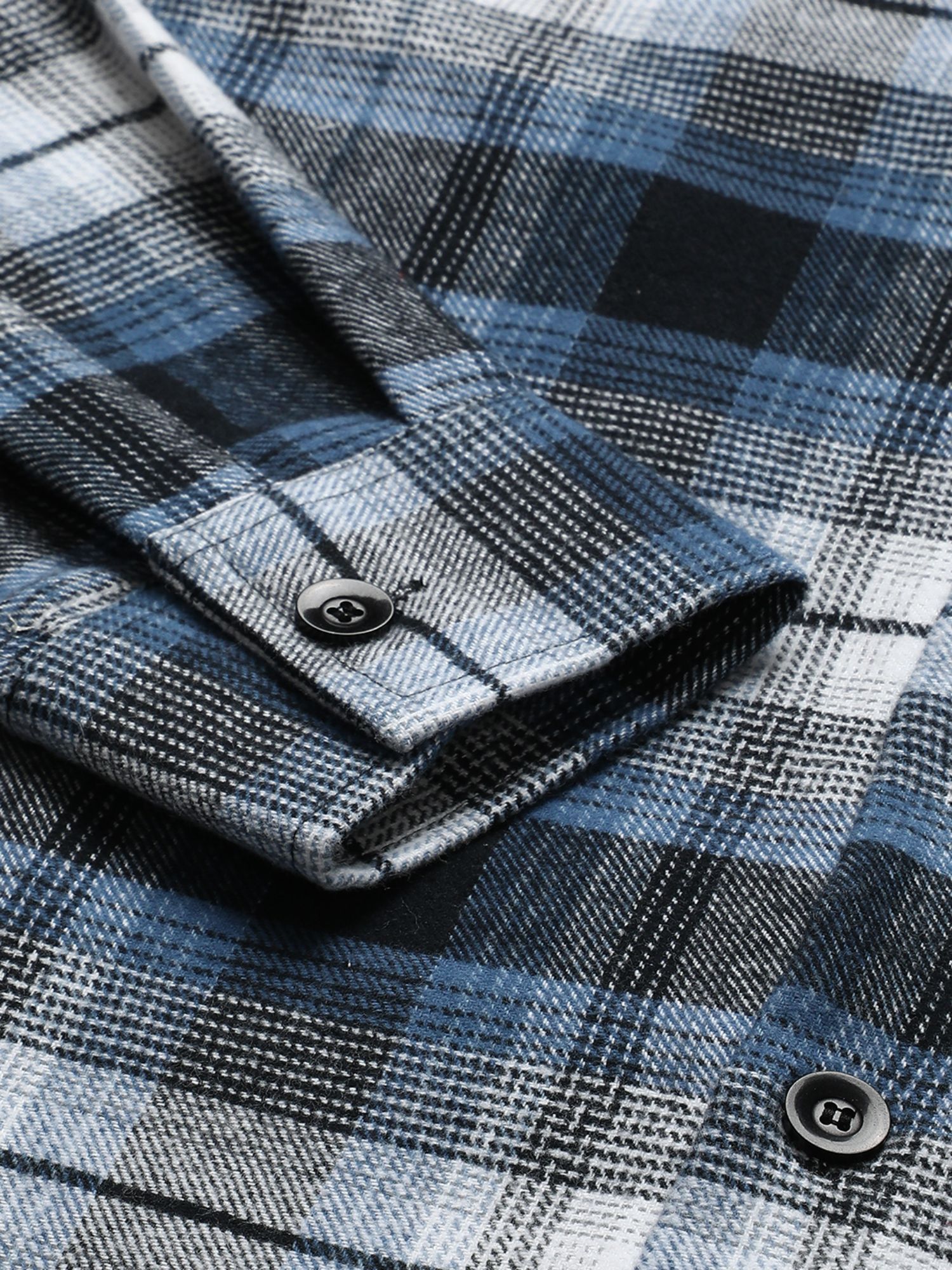 Buy JAVINISHKA Vegan Blue, Black & White Checks Heavy Flannel