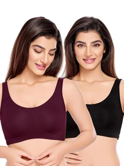 Juliet - Womens Unlined Ease Non Padded Sports Bras (Pack of 2)