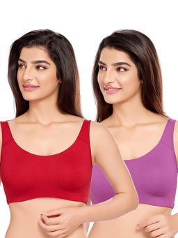 Juliet - Womens Unlined Ease Non Padded Sports Bras (Pack of 2)