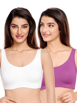 Juliet - Womens Unlined Ease Non Padded Sports Bras (Pack of 2)