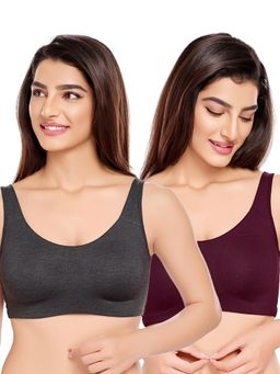 Juliet - Womens Unlined Ease Non Padded Sports Bras (Pack of 2)