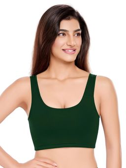 Juliet - Womens Green Non Padded Low Impact Breathable Cotton Fabric Sports Bra