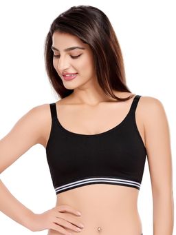 Juliet - Womens Black Padded High Impact Breathable Cotton Fabric Sports Bra