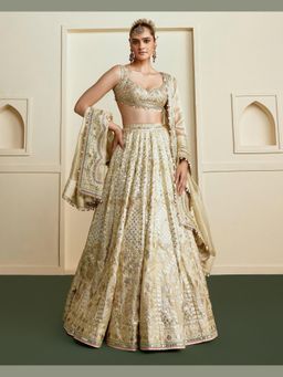 Gopi Vaid - Haniya Gold Lehenga with Blouse and Dupatta Set
