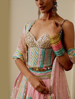 Gopi Vaid - Asmira Pink Lehenga with Blouse and Dupatta Set
