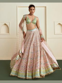 Gopi Vaid - Raiha Beige Lehenga with Blouse and Dupatta Set