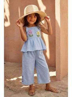 Lagorii - Girls Blue Cotton Blend Top with Pant