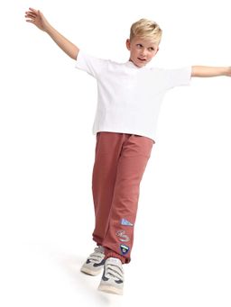 RARE ONES - Boys Red Cotton Blend Track pant