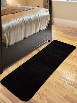 Saral Home - Microfiber Bedside-Kitchen Runner-Black-50X180 Cm