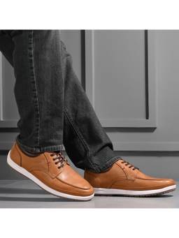 Valentino - Tan West Port Men Premium Leather Lace Up Shoes