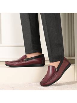 Valentino - Burgundy Men Premium Leather Bordo Slip On Loafer