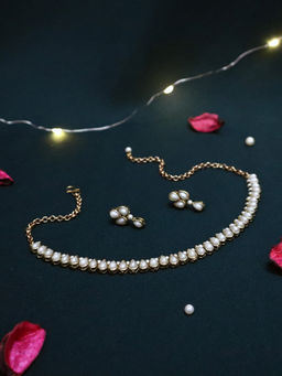 PAYA - Pearl Drop Linear Choker and Earrings