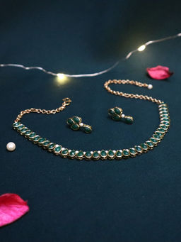 PAYA - Green Drop Linear Choker and Earrings