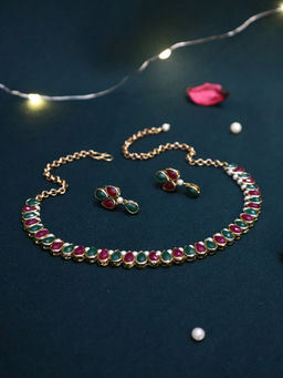 PAYA - Multi-Color Drop Linear Choker and Earrings