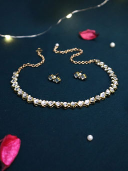 PAYA - Square Kundan Linear Choker and Earrings