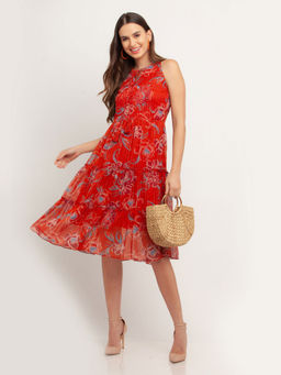 Zink London - Womens Red Printed Dress