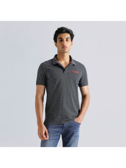 Pepe Jeans - Grey Ribbed Collar Short Sleeve Polo T-Shirt