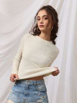 The Souled Store - Textured Vanilla Women Transitional Knit Tops