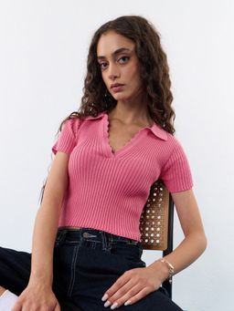 The Souled Store - Ruby Women Knit Ribbed Crop-Top