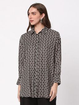 R&B - Black Women Printed Full Sleeves Shirts