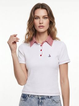Cover Story - White Cotton Cosy Polo T-Shirt