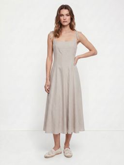 Cover Story - Grey Linen Neutral Dress