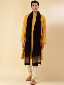 Fabindia - Black Silk Blend Woven Men Stole