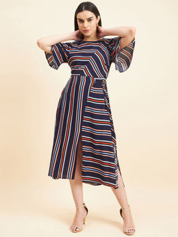 Gipsy - Navy Blue Striped Midi Dress