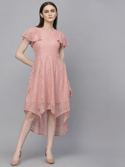 Gipsy - Pink Self Design Midi Dress