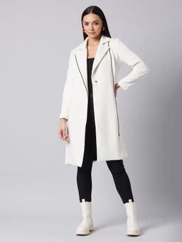 DOLCE CRUDO - Womens Off-White Notch Collar Multi Double Breasted Knee Length Coat
