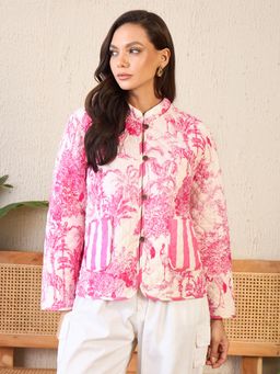 Uptownie - Reversible Cotton Quilted Jacket - Pink
