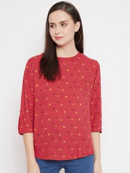 CRIMSOUNE CLUB - Women's Red Printed Tops