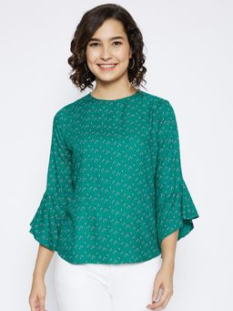 CRIMSOUNE CLUB - Women's Green Printed Tops