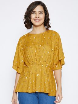 CRIMSOUNE CLUB - Women's Mustard Floral Tops