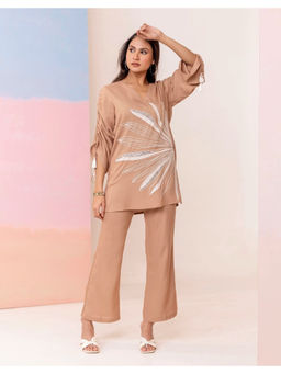 CUSTARD - Beige Floral Embroidered Co-Ord (Set of 2)