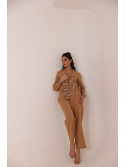 CUSTARD - Beige Cotton Floral Embroidered Co-Ord (Set of 2)