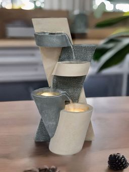At Home by Nilkamal - Alternate Steps Design Decorative Water Fountain (Grey)