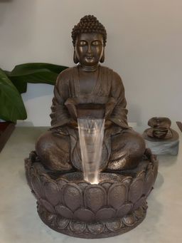 At Home by Nilkamal - Buddha On Lotus Water Fountain-Brown