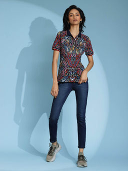 Label Ritu Kumar - Collar Neck Half Sleeves Printed T-Shirt