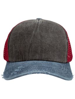 The Tie Hub - Charcoal & Blue Mens Solid Rugged Mesh Snapback Trucker Cap