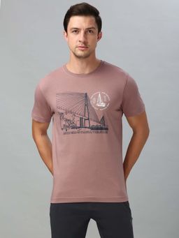 Van Heusen Innerwear - Men Round Neck Printed T-Shirt - Mauve