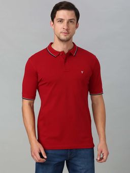 Van Heusen Innerwear - Men Solid Cotton Polo Collar T-Shirt -Red