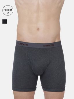 Levi's - Men Cotton Solid Classic Boxer Brief With Open Fly (pack Of 2) Multi-Color