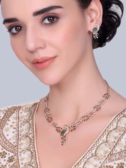 Estele - Mayura - Morbagh Multi-Color CZ Necklace with Earrings