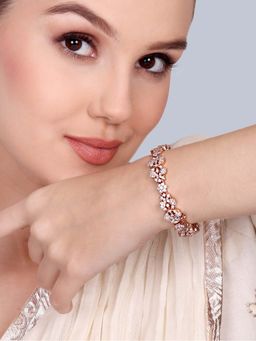 Estele - Ranjika - Morbagh White Peacock CZ Rose Gold Bangle (2.2)