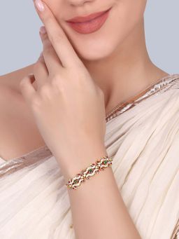Estele - Mayurika - Morbagh Gold Ruby Green Adjustable Bracelet