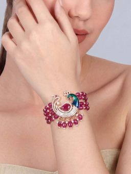Estele - Rajani - Morbagh Ruby Pink Peacock Bracelet